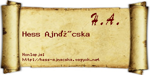 Hess Ajnácska névjegykártya